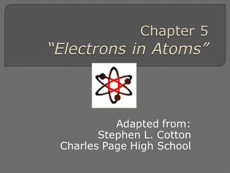 Chapter 5 “Electrons in Atoms”