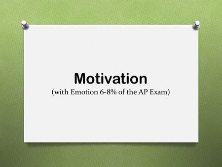 Motivation (with Emotion 6-8% of the AP Exam). “It’s the only way I can get myself out of bed in the morning Source: New Yorker Magazine.