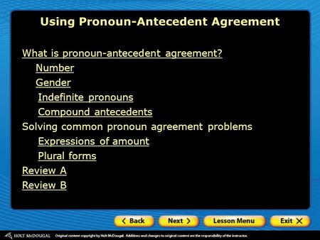 Using Pronoun-Antecedent Agreement