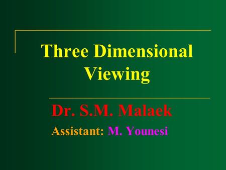 Three Dimensional Viewing