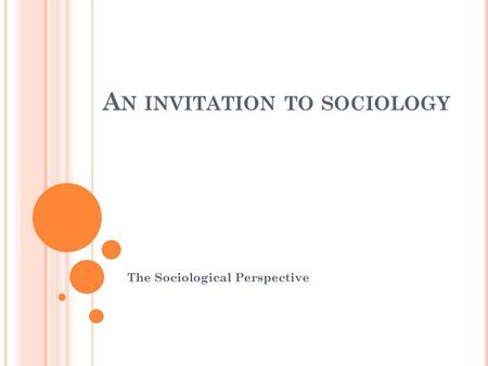 An invitation to sociology