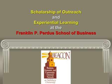 Scholarship of Outreach and Experiential Learning at the Franklin P. Perdue School of Business.