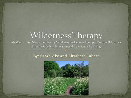 By: Sarah Ake and Elizabeth Jubert. Utilizing outdoor challenges as a means for therapeutic change, often in group settings. Adolescents learn group dynamics,