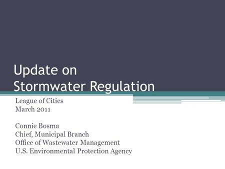 Update on Stormwater Regulation