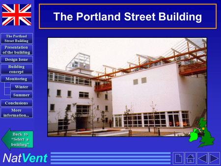 The Portland Street Building Back to “Select a building” Back to “Select a building” NatVent Presentation of the building Presentation of the building.