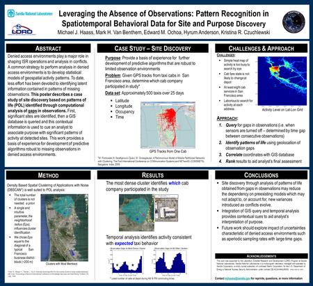 Leveraging the Absence of Observations: Pattern Recognition in Spatiotemporal Behavioral Data for Site and Purpose Discovery Michael J. Haass, Mark H.