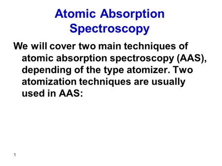 Atomic Absorption Spectroscopy