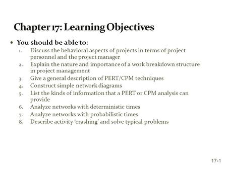 Chapter 17: Learning Objectives