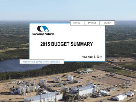 PROVENEFFECTIVESTRATEGY PREMIUM VALUE, DEFINED GROWTH, INDEPENDENT. 2015 BUDGET SUMMARY November 6, 2014.