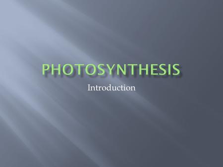 PHOTOSYNTHESIS Introduction.