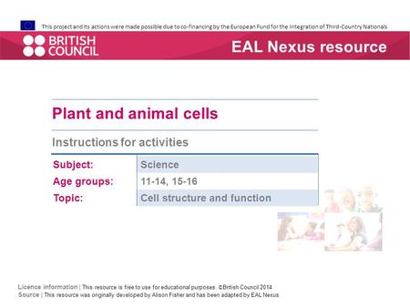 This project and its actions were made possible due to co-financing by the European Fund for the Integration of Third-Country Nationals Plant and animal.