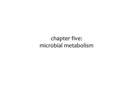 chapter five: microbial metabolism