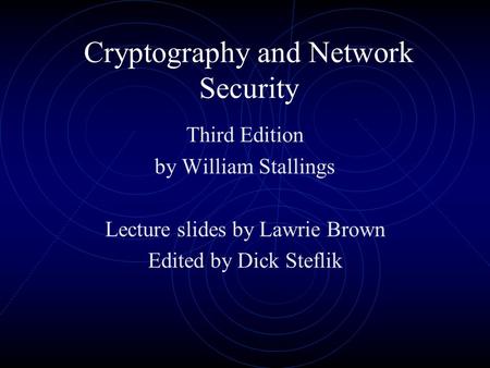 Cryptography and Network Security