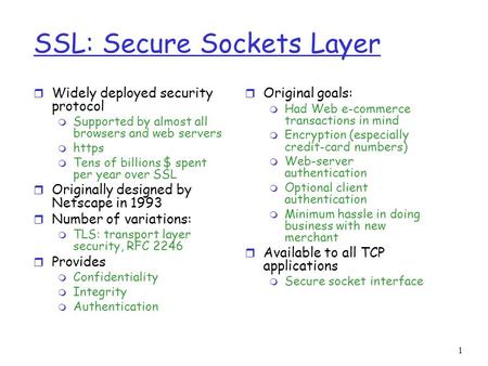 SSL: Secure Sockets Layer