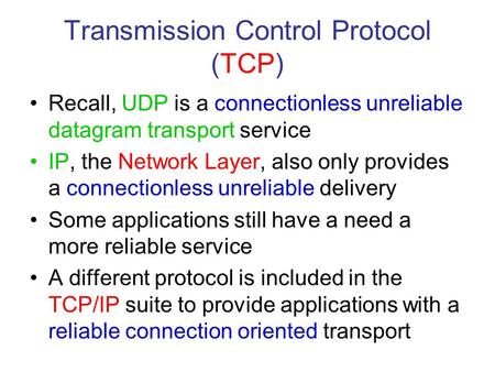 Transmission Control Protocol (TCP)