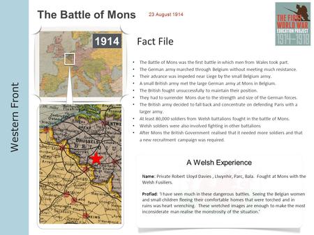 The Battle of Mons 1914 Fact File Western Front