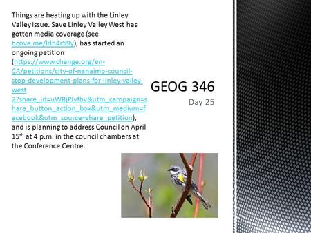 Day 25 Things are heating up with the Linley Valley issue. Save Linley Valley West has gotten media coverage (see bcove.me/ldh4r59ybcove.me/ldh4r59y),