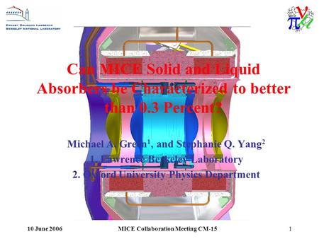 10 June 2006MICE Collaboration Meeting CM-151 Can MICE Solid and Liquid Absorbers be Characterized to better than 0.3 Percent? Michael A. Green 1, and.