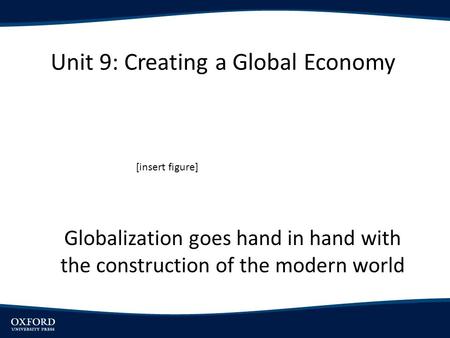 Unit 9: Creating a Global Economy Globalization goes hand in hand with the construction of the modern world [insert figure]