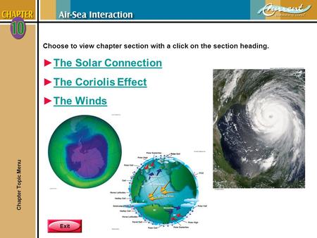 Exit Choose to view chapter section with a click on the section heading. ►The Solar ConnectionThe Solar Connection ►The Coriolis EffectThe Coriolis Effect.