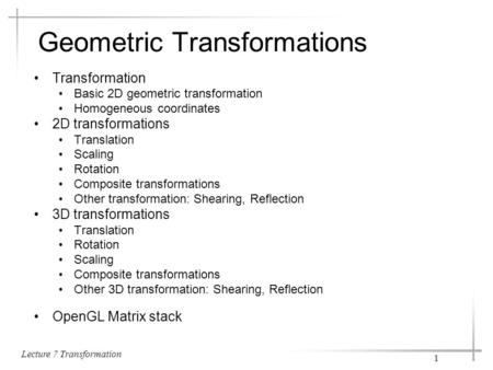 Geometric Transformations