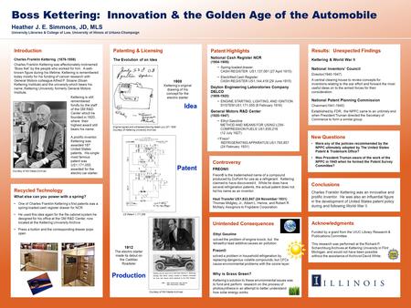 Patenting & Licensing The Evolution of an Idea Recycled Technology What else can you power with a spring? One of Charles Franklin Kettering’s first patents.