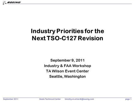 Industry Priorities for the Next TSO-C127 Revision