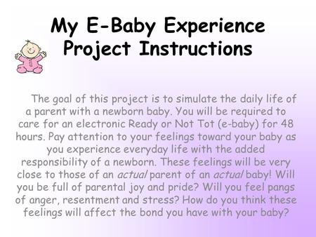 My E-Baby Experience Project Instructions