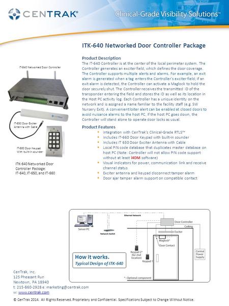 © CenTrak 2014. All Rights Reserved. Proprietary and Confidential. Specifications Subject to Change Without Notice. CenTrak, Inc. 125 Pheasant Run Newtown,