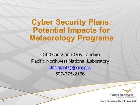 Cyber Security Plans: Potential Impacts for Meteorology Programs