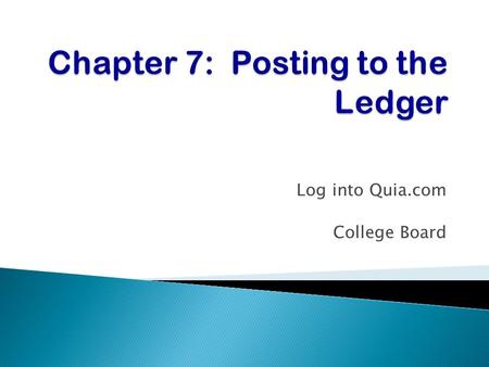 Chapter 7: Posting to the Ledger