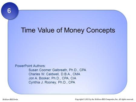 PowerPoint Authors: Susan Coomer Galbreath, Ph.D., CPA Charles W. Caldwell, D.B.A., CMA Jon A. Booker, Ph.D., CPA, CIA Cynthia J. Rooney, Ph.D., CPA Time.