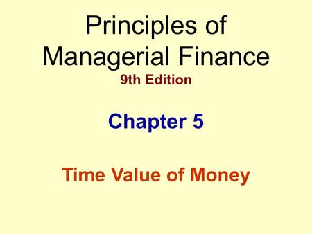 Principles of Managerial Finance 9th Edition