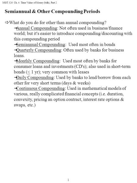 Semiannual & Other Compounding Periods