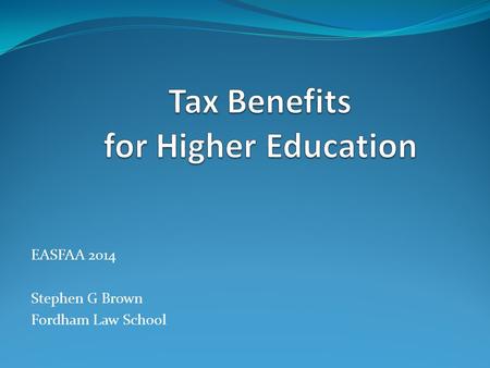 Tax Benefits for Higher Education