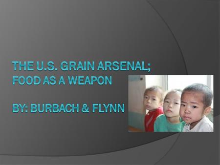 History of U.S. Food Aid  Use of food aid for diplomacy dates from just after the conclusion of WWI ~Senator Herbert Hoover (later president) used food.