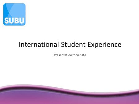 International Student Experience Presentation to Senate.