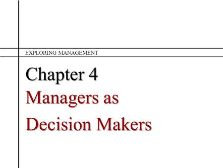 Managers as Decision Makers