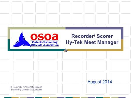 Recorder/ Scorer Hy-Tek Meet Manager