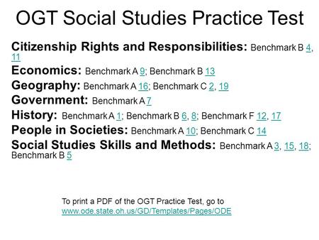 OGT Social Studies Practice Test