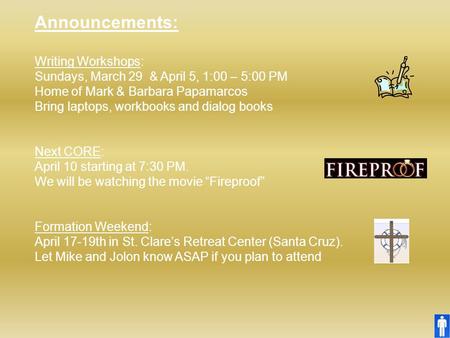 Announcements: Writing Workshops: