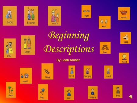 Beginning Descriptions By Leah Amber The School: Rambam School Haifa Mamlachti Dati The class: Fourth grade Mixed ability 26 girls.