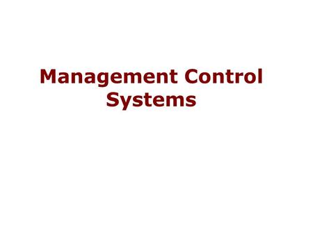 Management Control Systems