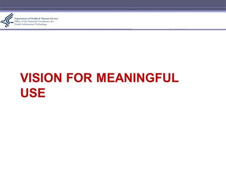 VISION FOR MEANINGFUL USE. 2 Meaningful Use Workgroup Co-Chairs: Paul Tang, Palo Alto Medical Foundation Farzad Mostashari, New York City Health Department.