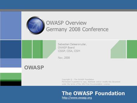 OWASP Overview Germany 2008 Conference