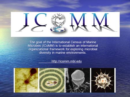 The goal of the International Census of Marine Microbes (ICoMM) is to establish an international organizational framework for exploring microbial diversity.