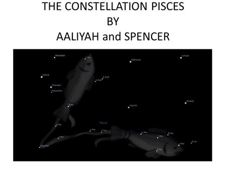 THE CONSTELLATION PISCES BY AALIYAH and SPENCER. This is are constellation pisces and now we are going to tell you some intersring facts about stars in.