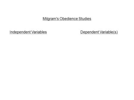 Milgram's Obedience Studies