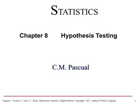 Chapter 8 Hypothesis Testing