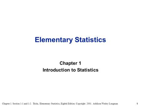 Elementary Statistics